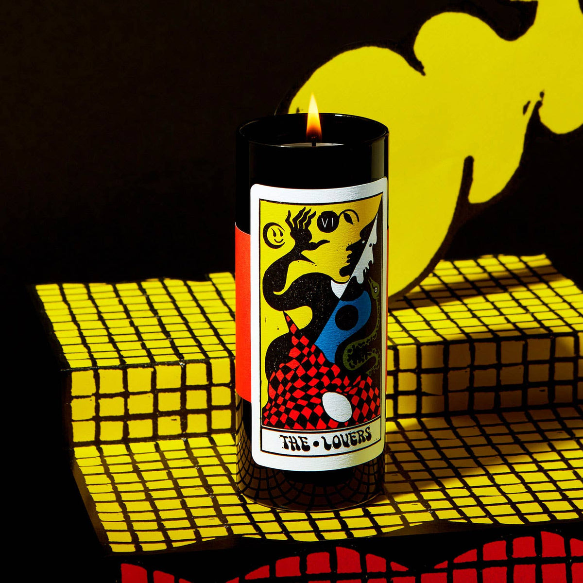 Tarot Candle, Lovers - 6" Tall &amp; 60 Hr Burn, Orange &amp; Moss