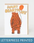 Birthday Bear Punny Letterpress Greeting Card by Egg Press