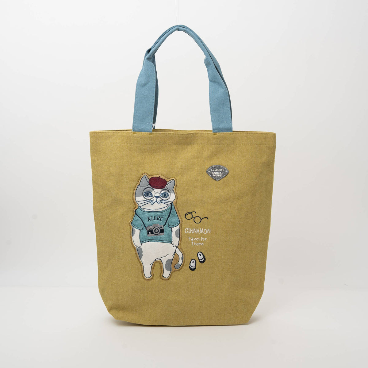 Kusuguru Japan Cat &amp; French Bulldog Embroidered Tote Bag - Y