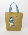 Kusuguru Japan Cat & French Bulldog Embroidered Tote Bag - Y