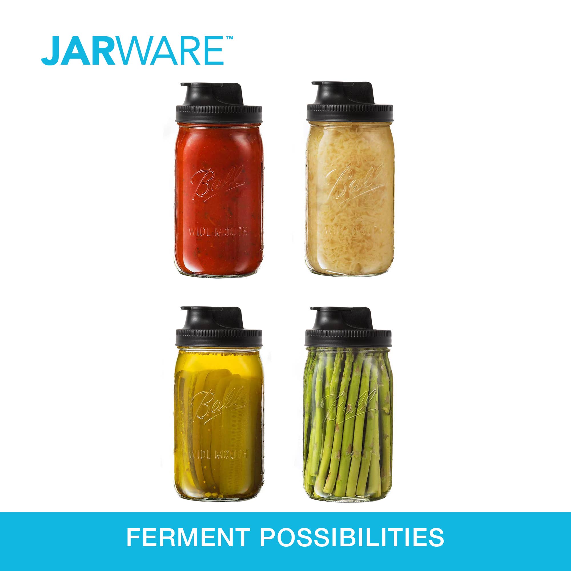 Jarware Black Spout Lid for Wide Mouth Mason Jar