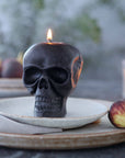 Sculpted Skull Candle – 100% Beeswax – Black - Handcrafted