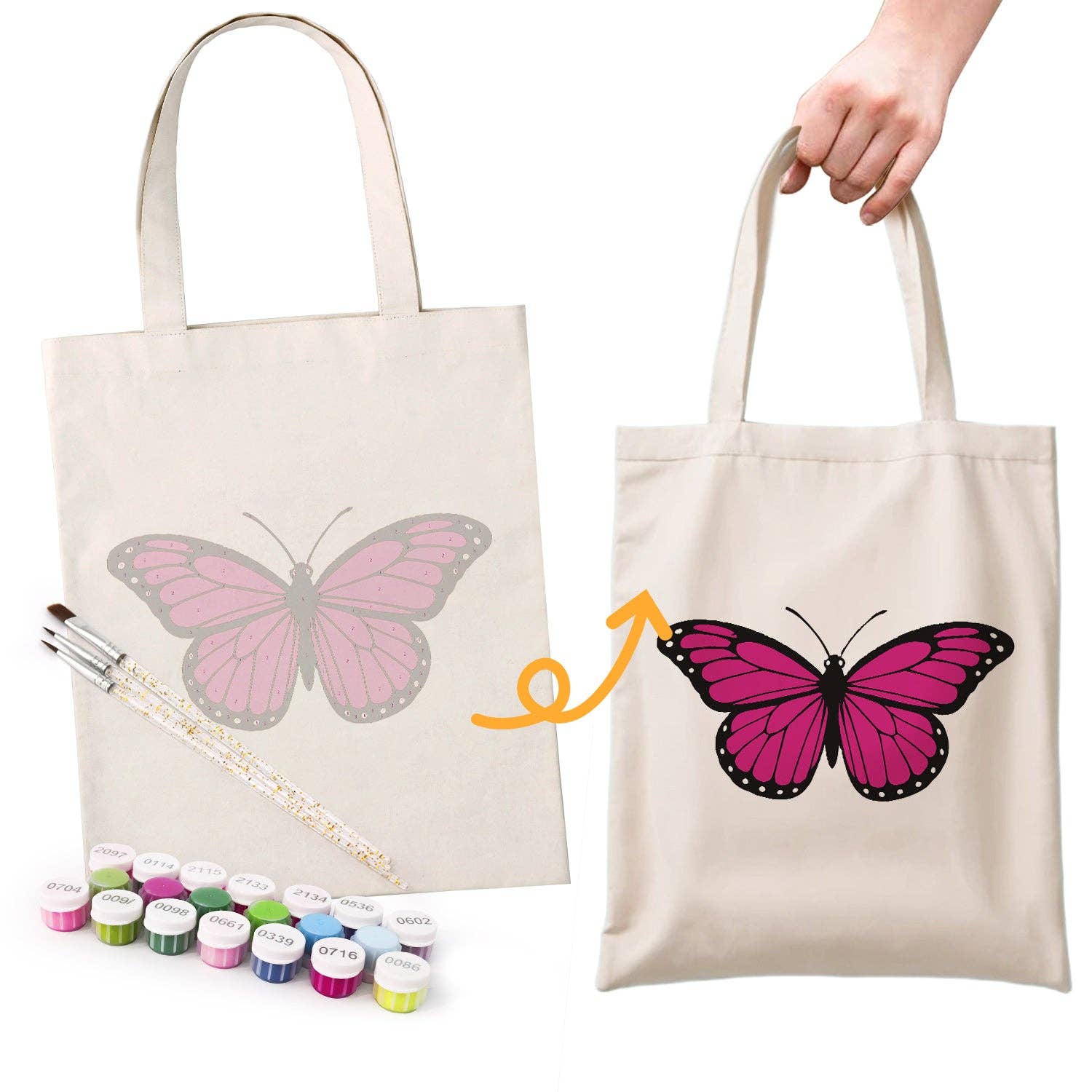 Paint Your Numbers - Pink Flutter Tote Paint by Numbers Kit
