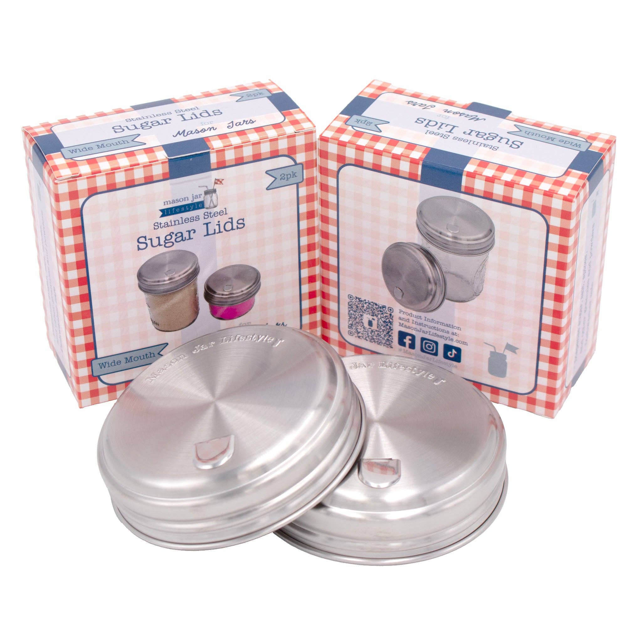 Mason Jar Lifestyle - Sugar Dispensing Stainless Steel Lids for Mason Jars 2 Pack