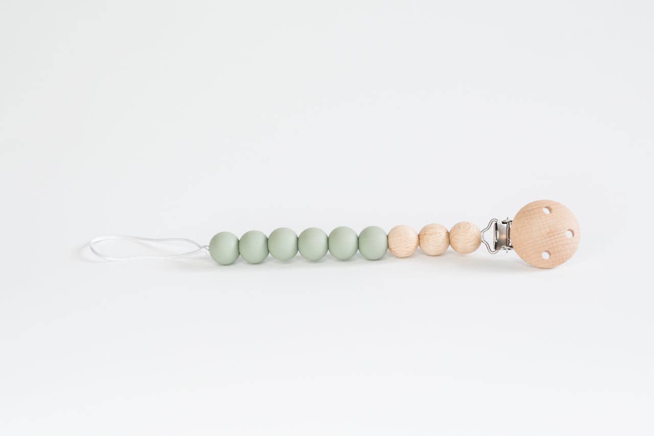 Beaded Wooden &amp; Silicone Pacifier Clip