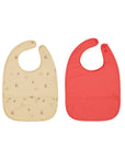 Dino Bib Set in Butter and Cherry Red