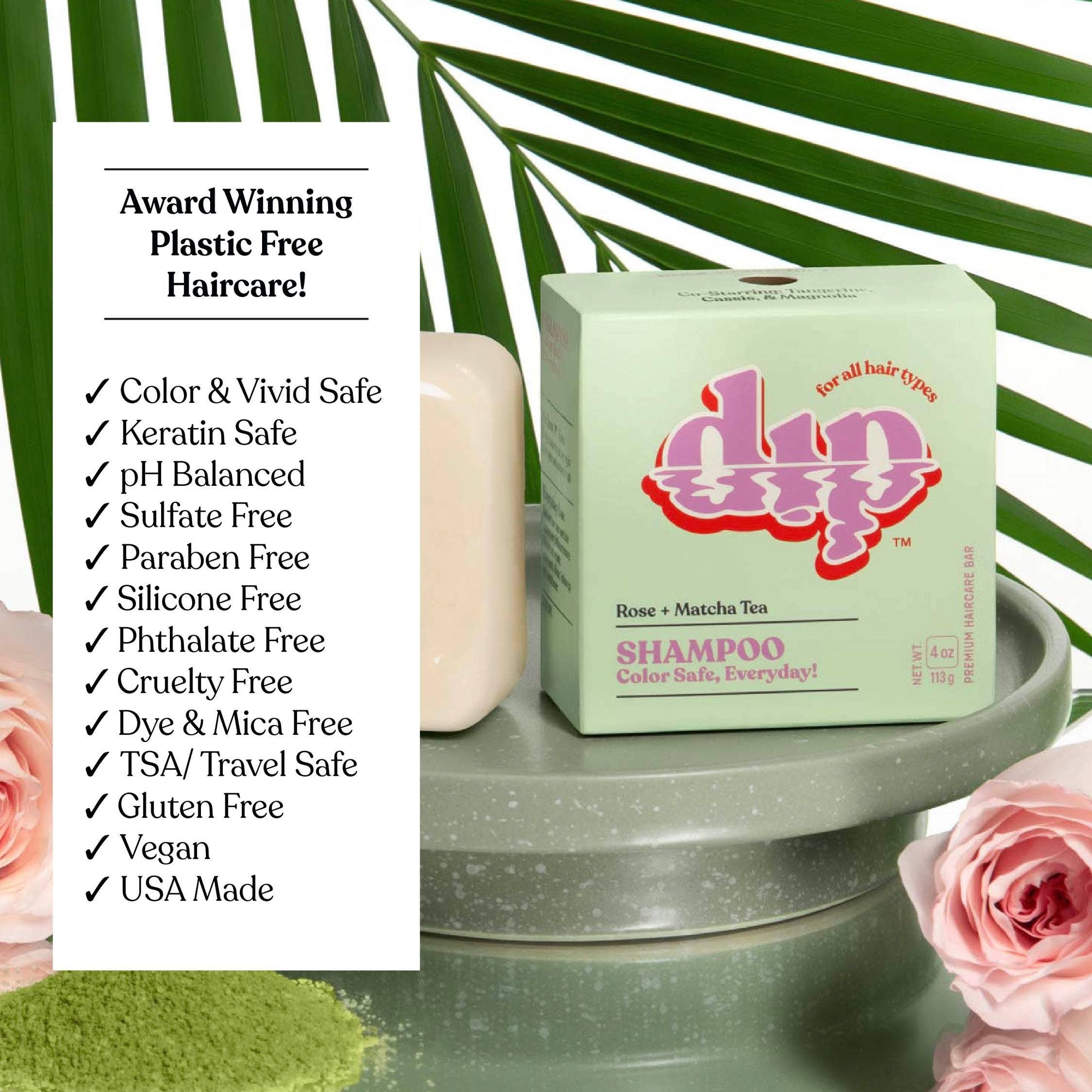 Dip - Dip Shampoo Bar: Color Safe, Everyday - Rose &amp; Matcha Tea