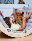 Montessori Arch/Rocker with Gray Dinosaur Pattern Pillow Set