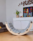 Montessori Arch/Rocker with Gray Dinosaur Pattern Pillow Set