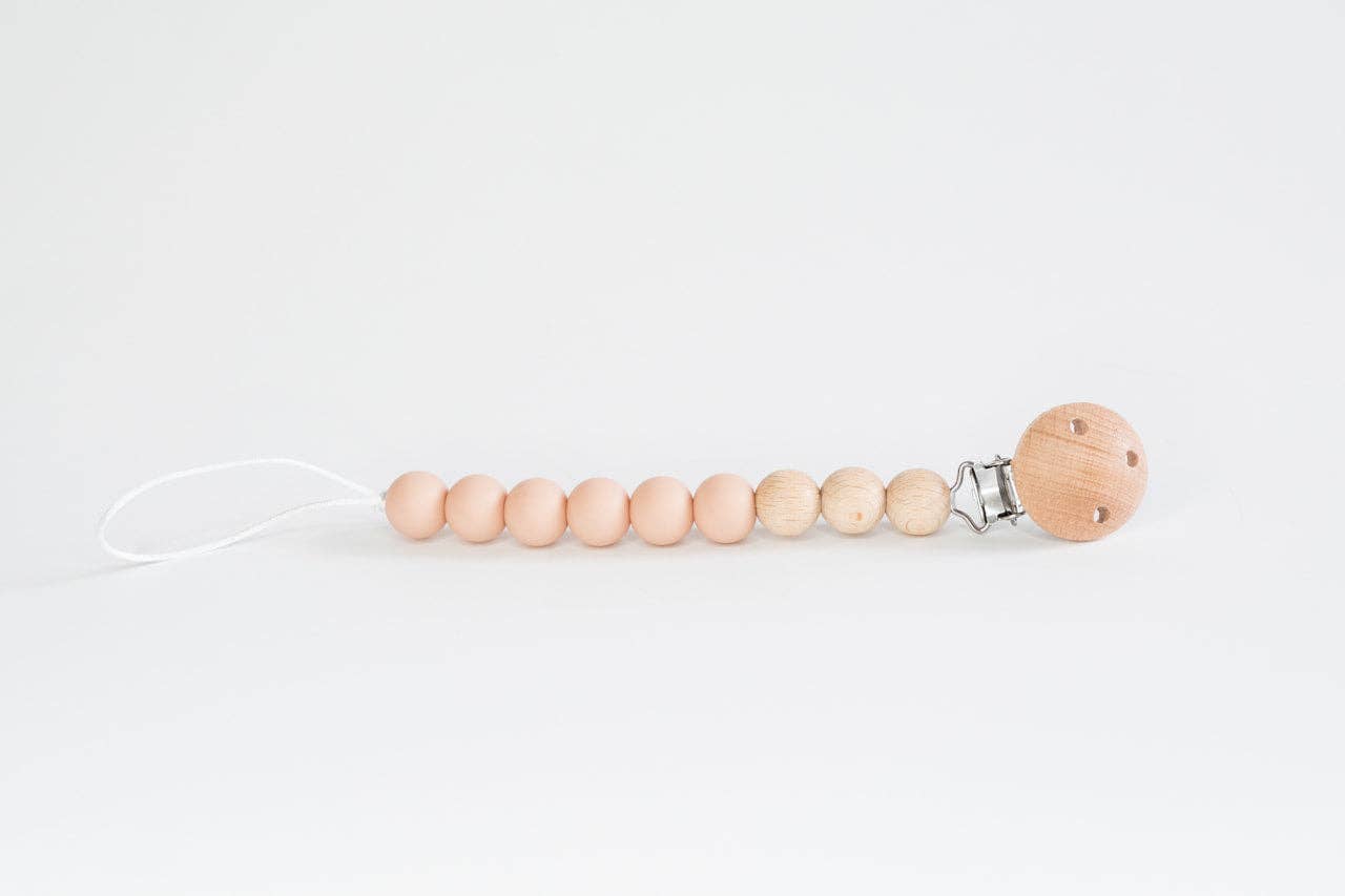 Beaded Wooden &amp; Silicone Pacifier Clip