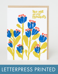 Sympathy In My Thoughts Flowers Letterpress Greeting Card by Egg Press