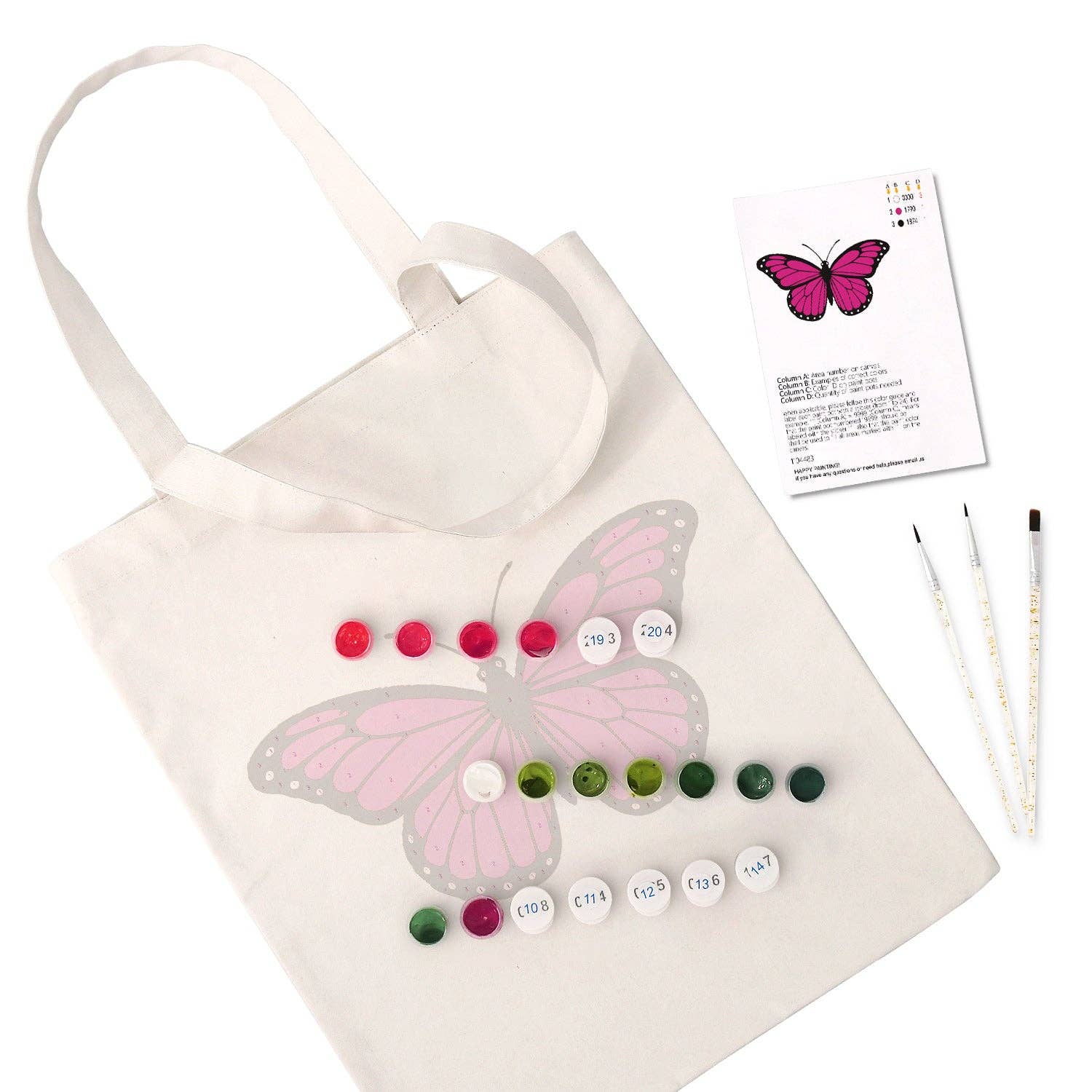 Paint Your Numbers - Pink Flutter Tote Paint by Numbers Kit