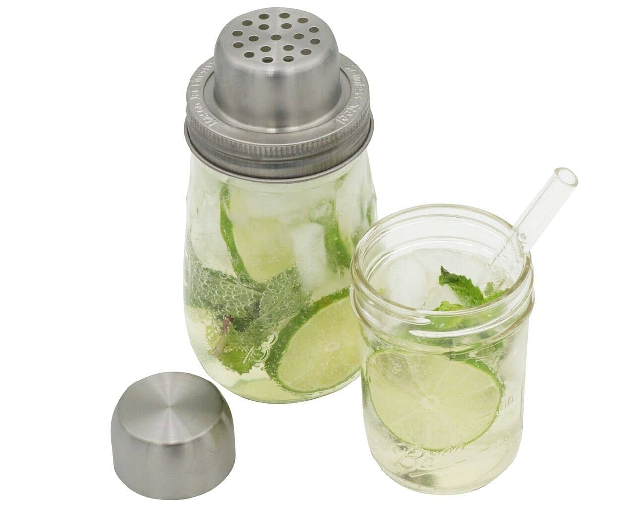 Mason Jar Lifestyle - Mason Shaker Cocktail Shaker Lid with Stainless Steel Band