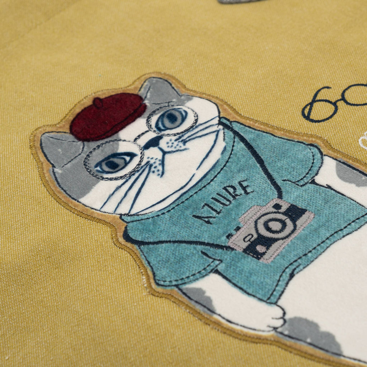 Kusuguru Japan Cat &amp; French Bulldog Embroidered Tote Bag - Y