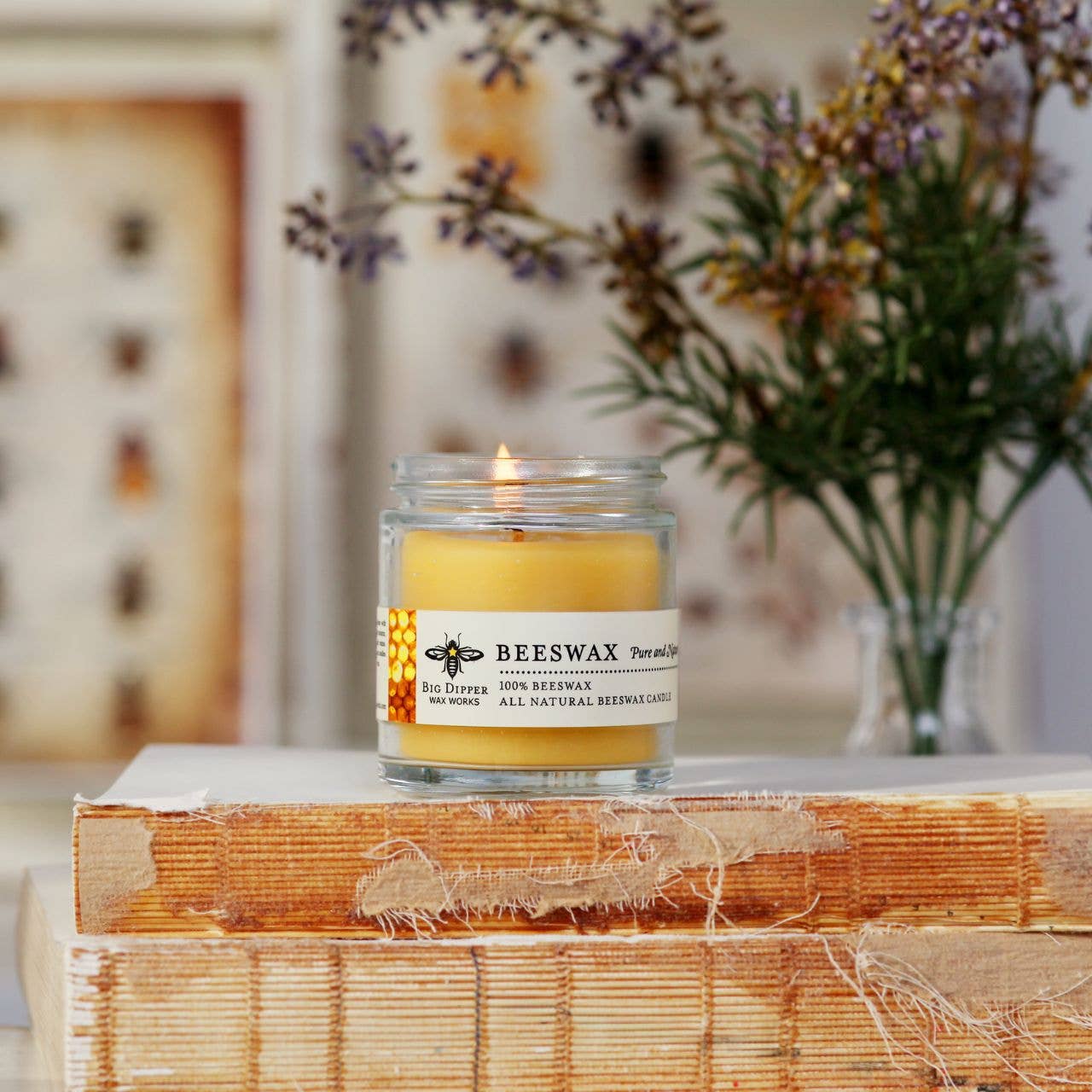 Apothecary Glass Candle – 100% Pure Beeswax – 25 Hour Burn