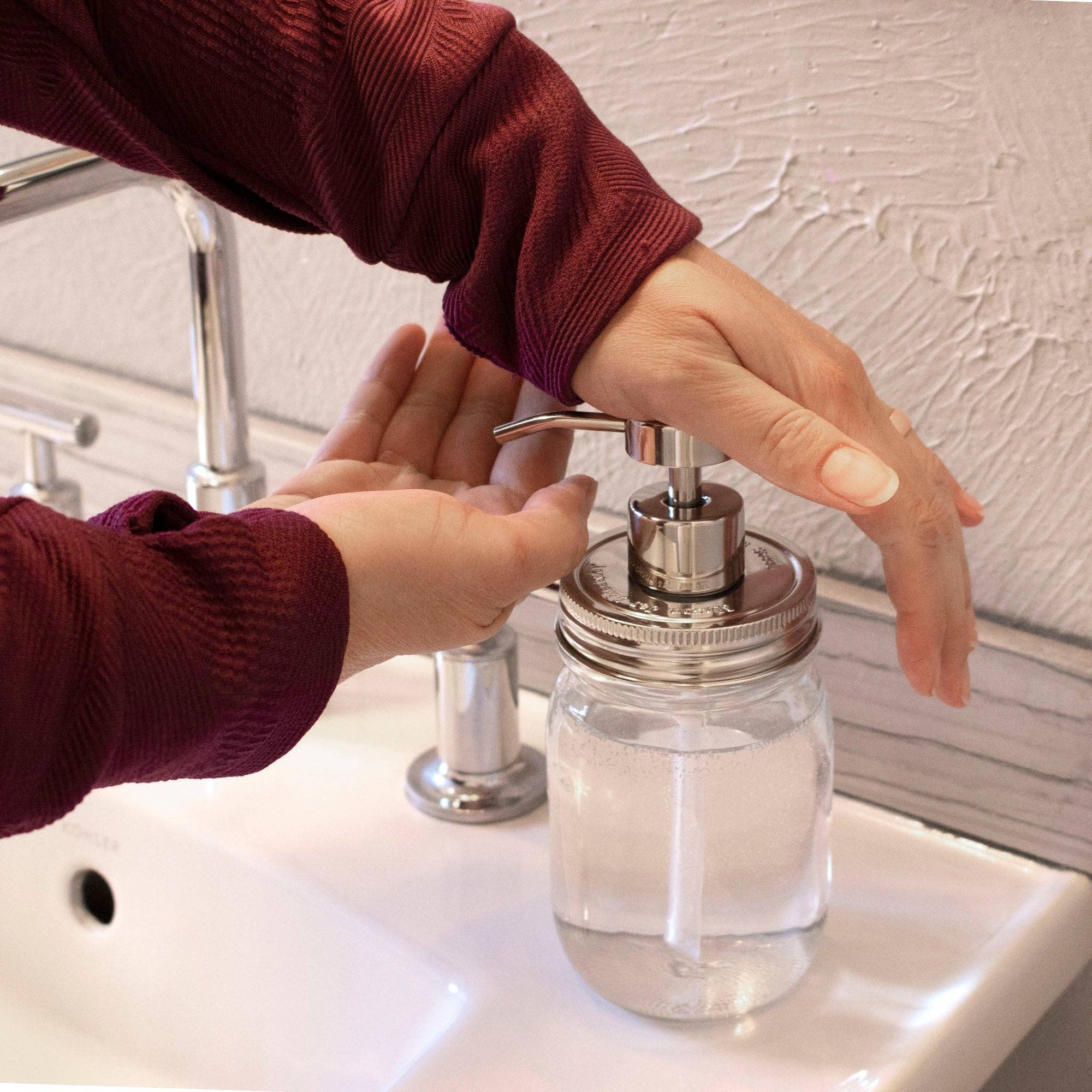 Mason Jar Lifestyle - Satin / Brushed Finish Soap Pump Dispensers for Mason Jars