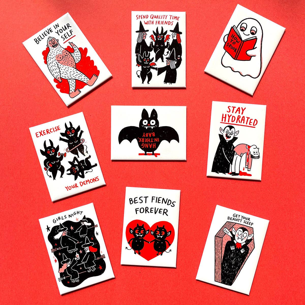 Girls Night Witches Rectangle Magnet by Gemma Correll