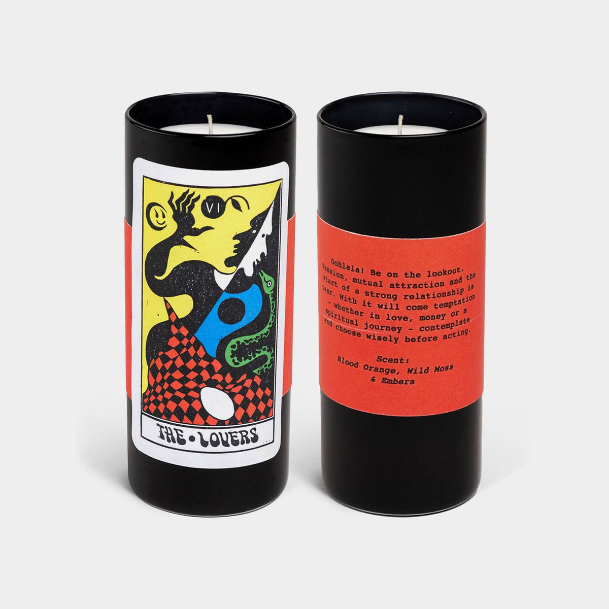 Tarot Candle, Lovers - 6" Tall &amp; 60 Hr Burn, Orange &amp; Moss