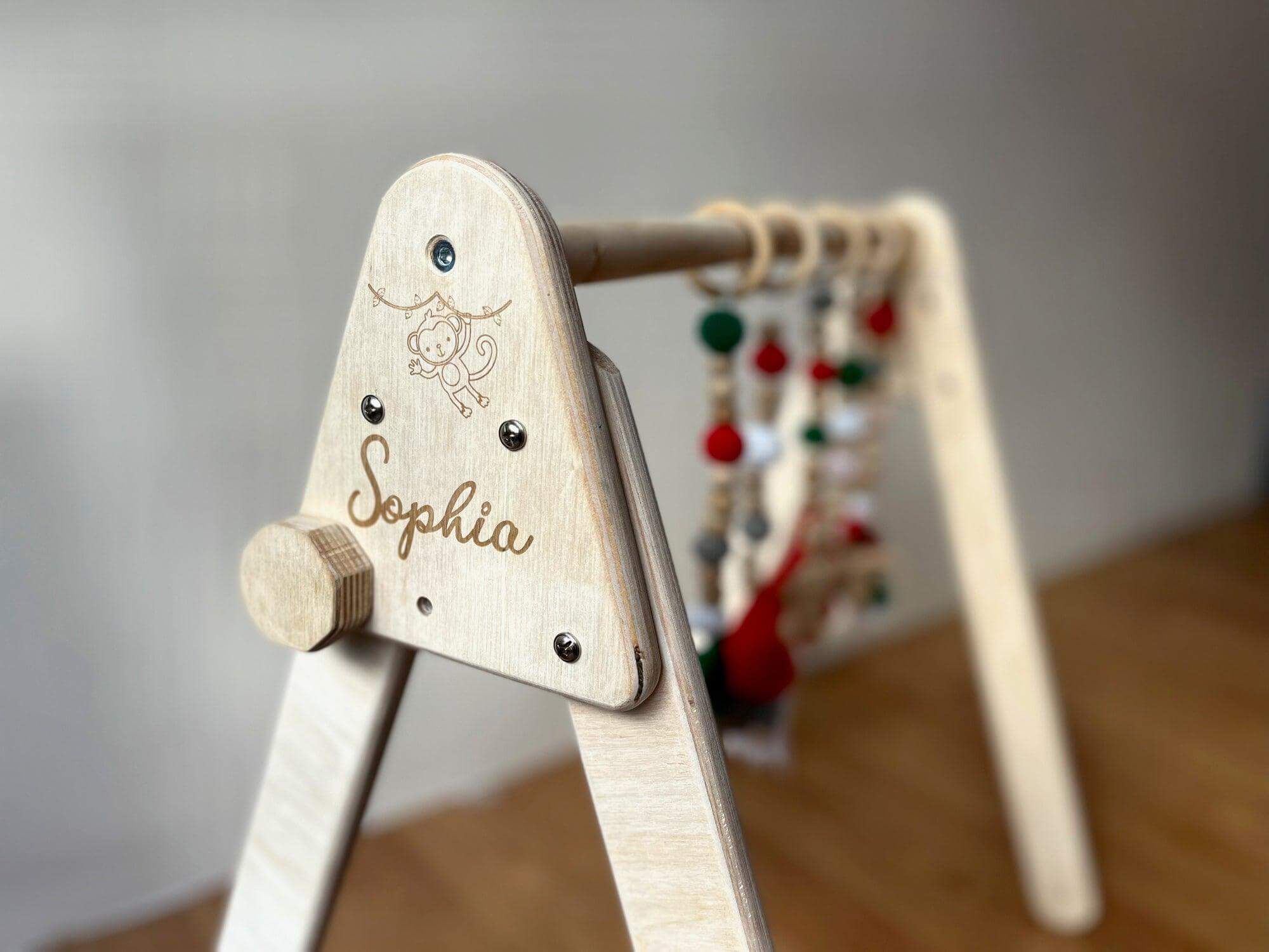 Montessori Baby Gym &amp; Hanging Toys Set | Wooden Play Gym for Babies