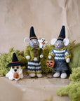 Small Grey Girly Mouse w/Halloween Basket