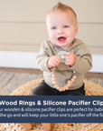 Silicone Bead & Wood Ring Pacifier Clip