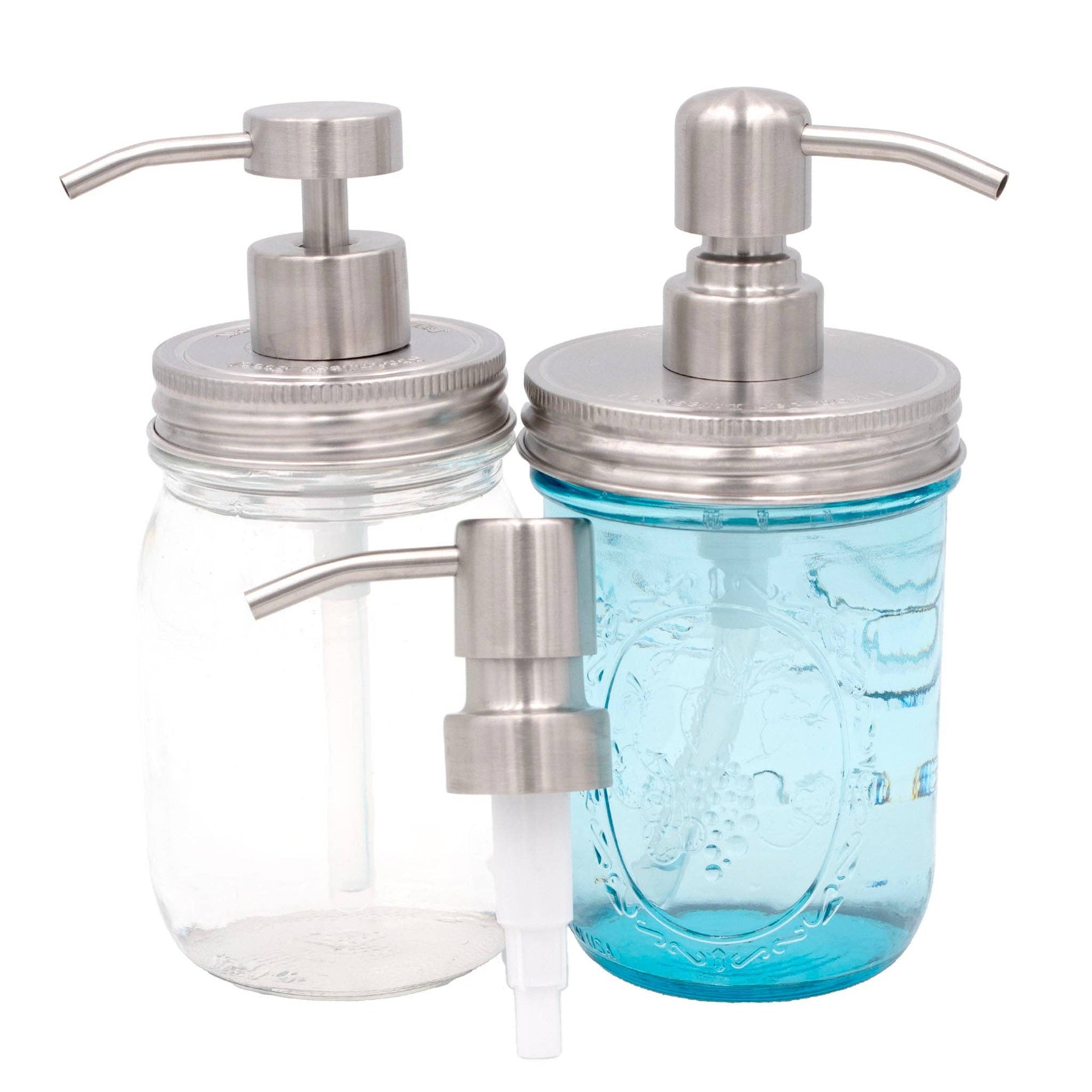Mason Jar Lifestyle - Satin / Brushed Finish Soap Pump Dispensers for Mason Jars