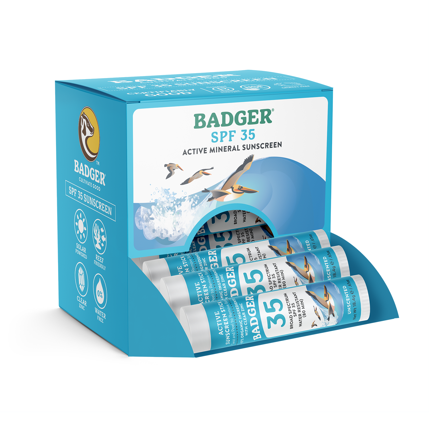Badger Mineral Sunscreen Face Stick SPF 35, Travel Size 12ct