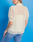 EASY ESSENTIAL IVORY WOVEN TOP