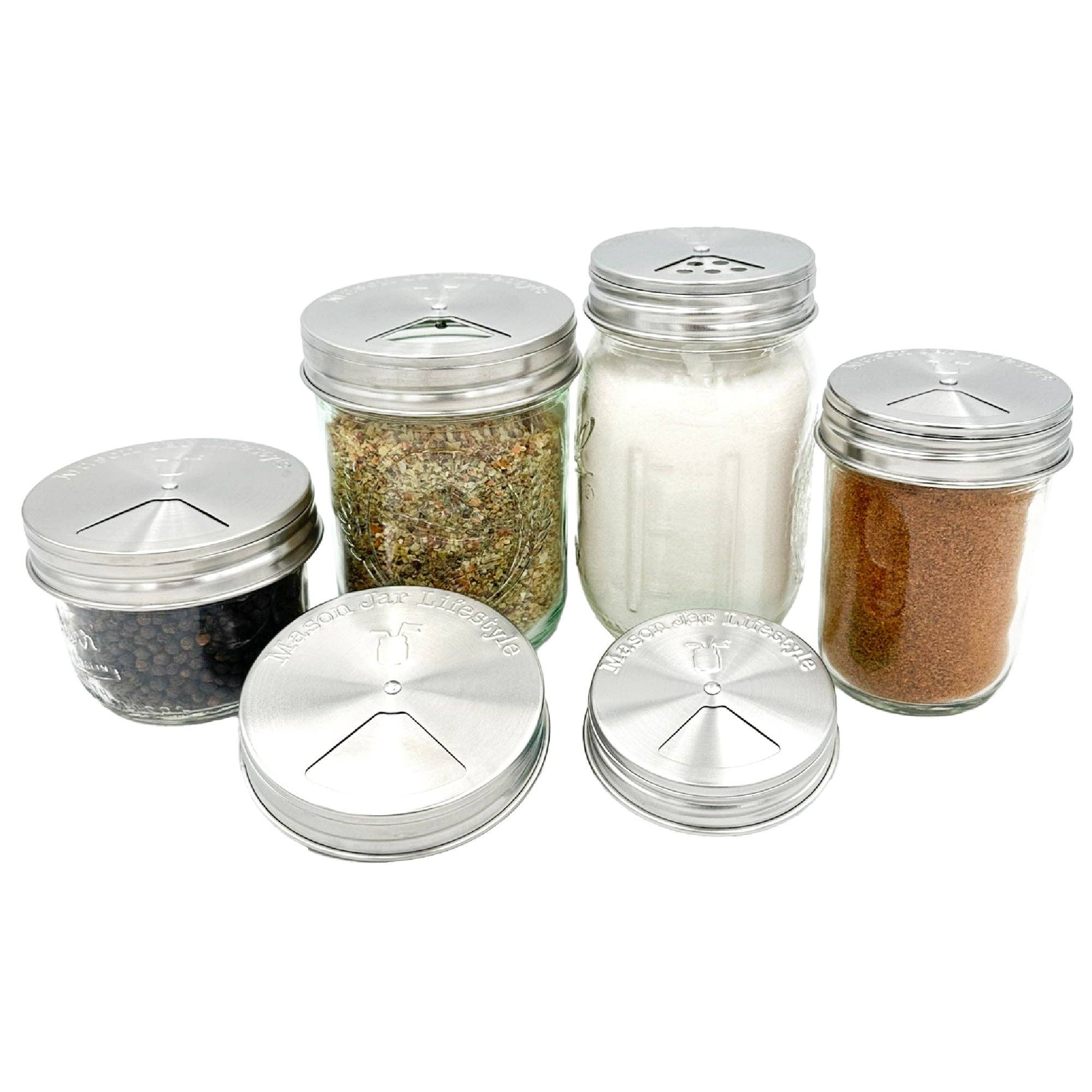 Mason Jar Lifestyle - 4 Pack Stainless Steel Spice Lids