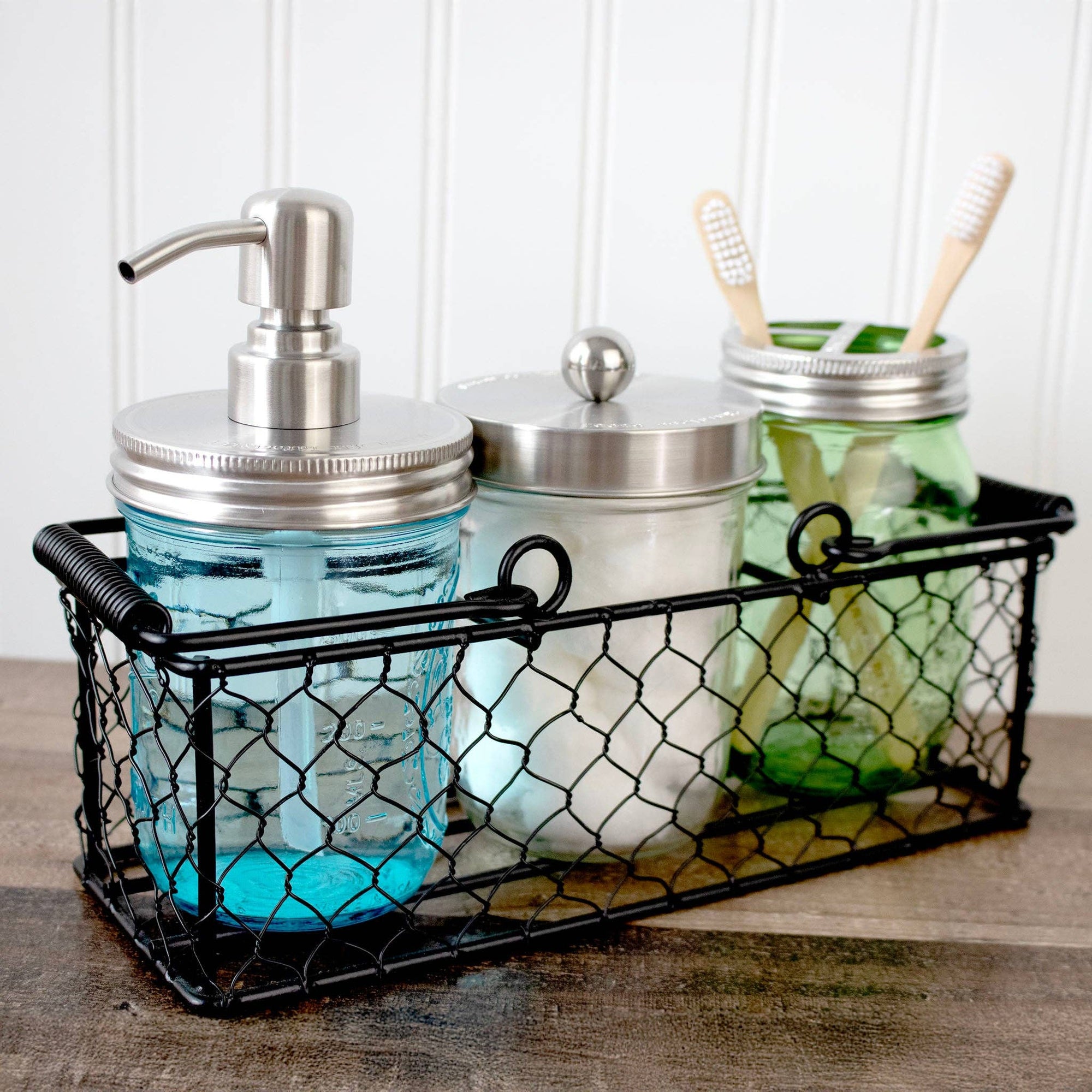 Mason Jar Lifestyle - Satin / Brushed Finish Soap Pump Dispensers for Mason Jars