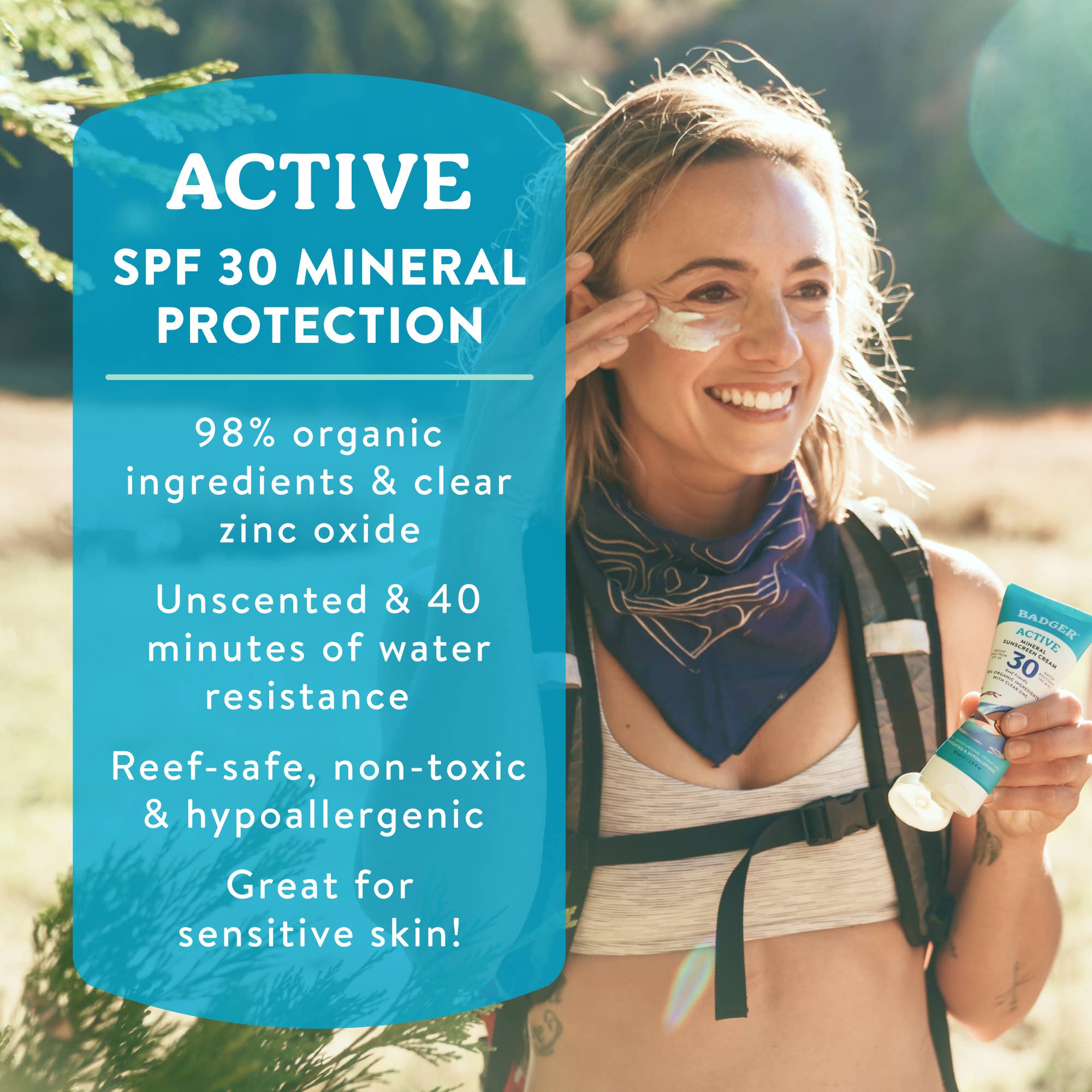 Badger Mineral Sunscreen Cream SPF 30, Zinc Oxide Sun Care