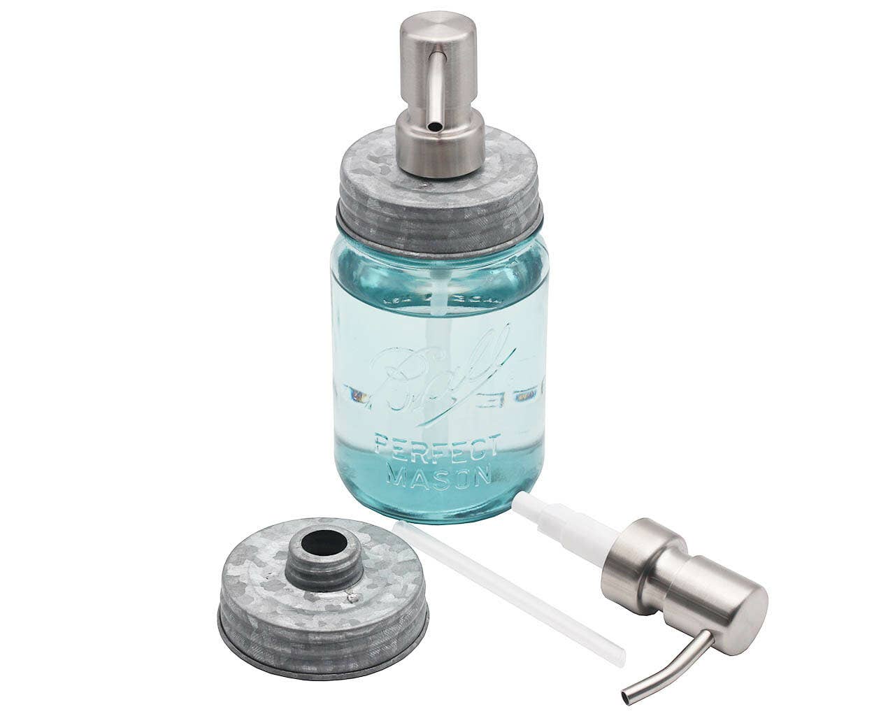 Mason Jar Lifestyle - Satin / Brushed Finish Soap Pump Dispensers for Mason Jars