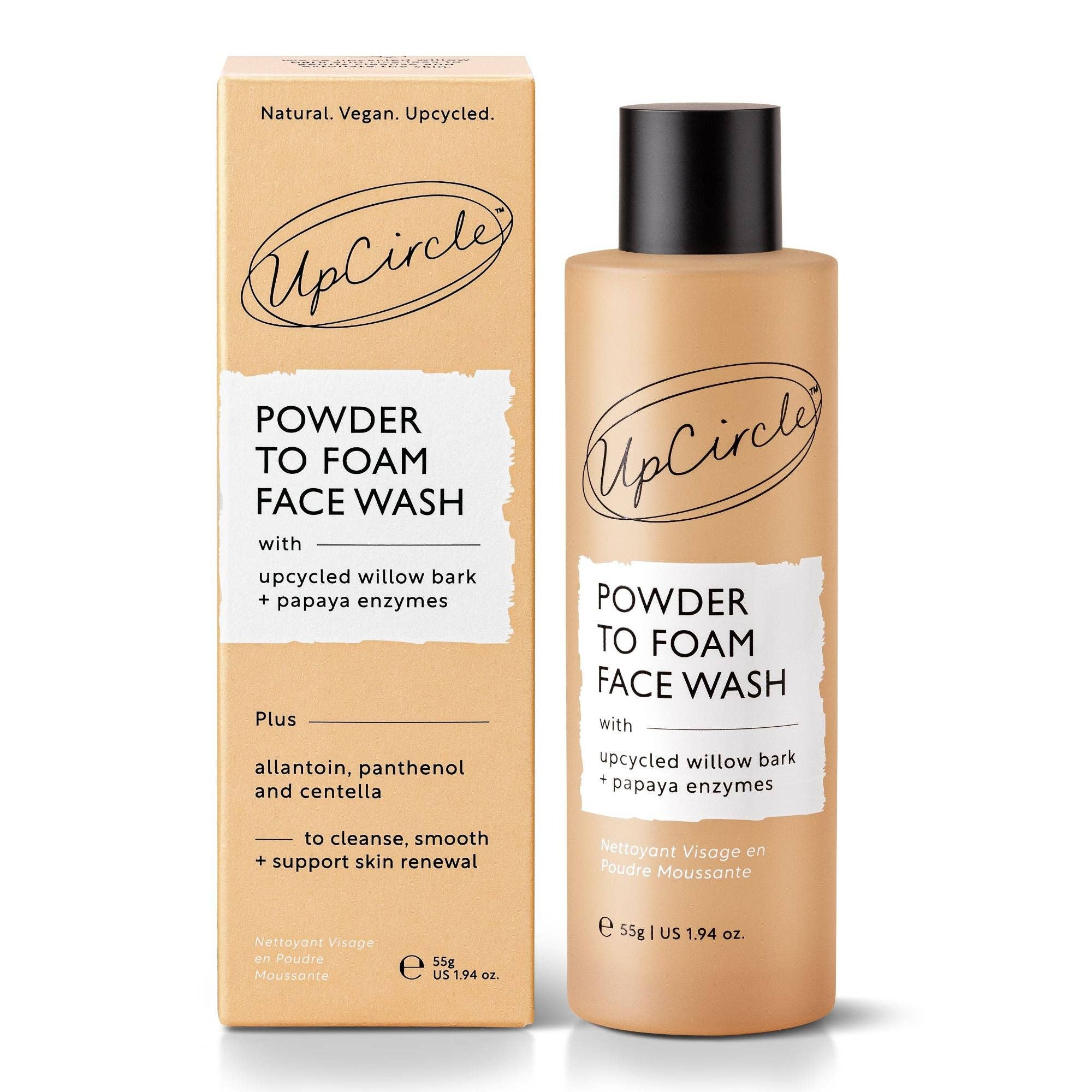 Powder-to-Foam Face Wash with Upcycled Willow Bark + Papaya