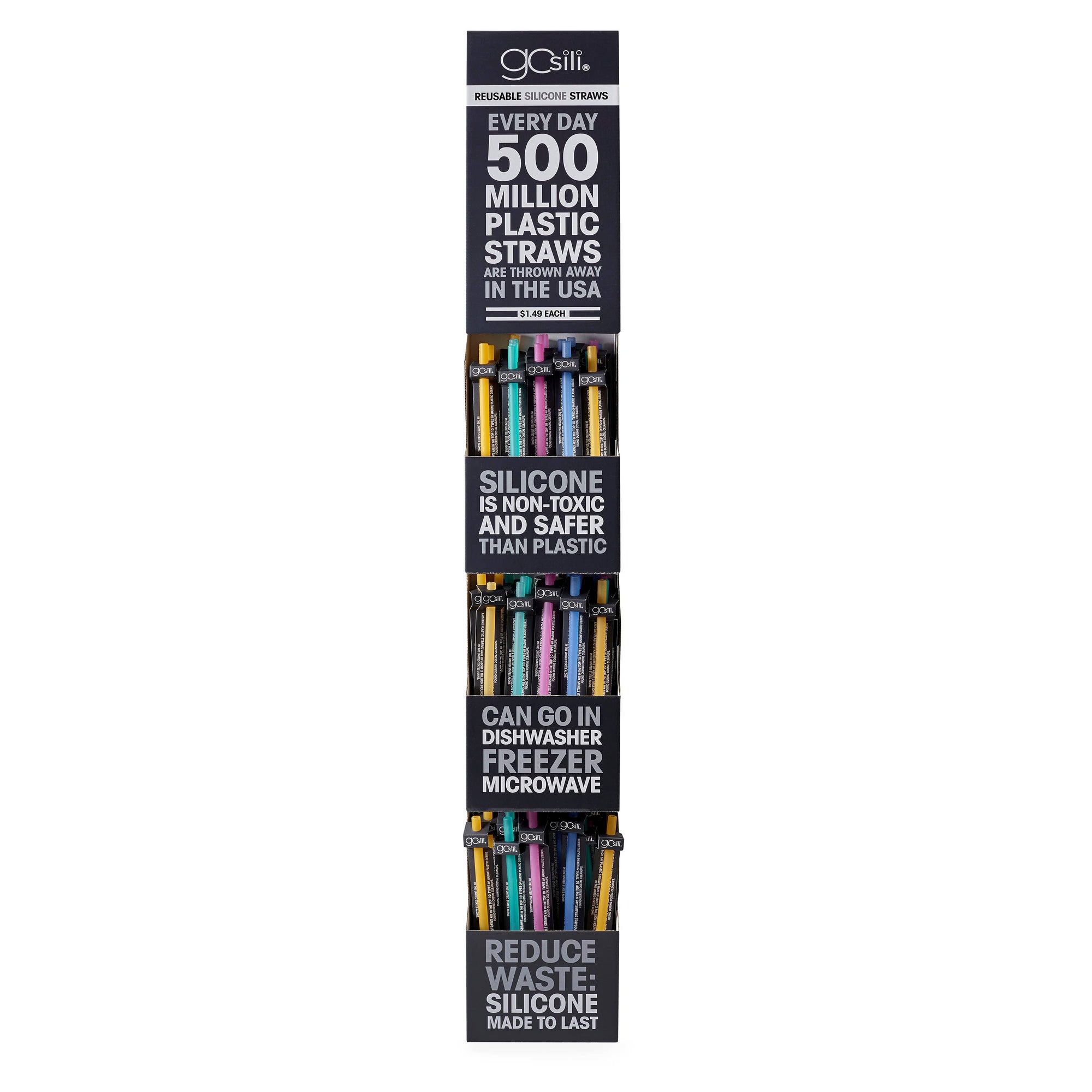 Standard Reusable Silicone Straw 60ct Mini Wing - Assorted