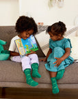 Kids Socks that Give Books (Green Dinosaurs)