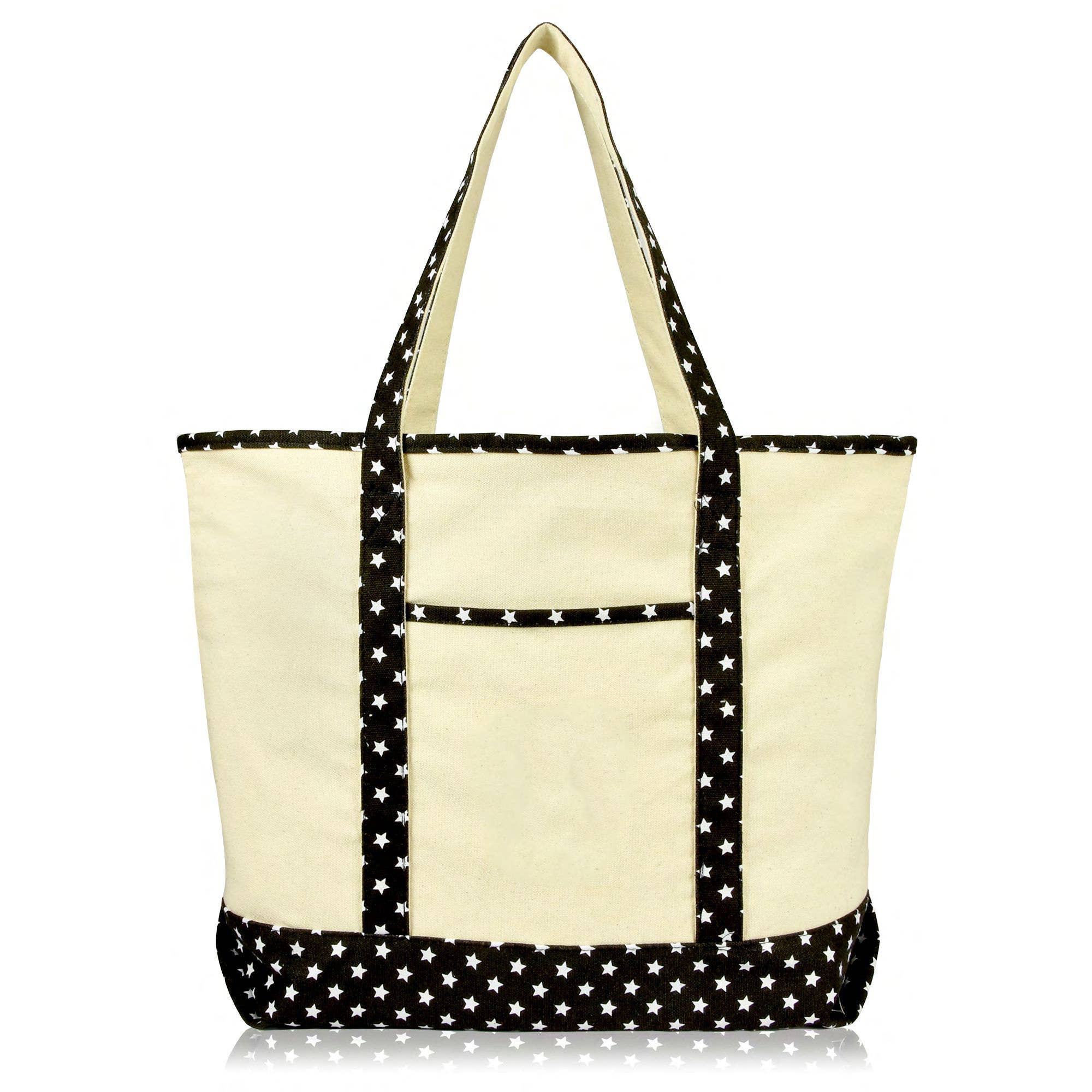 Cotton Canvas Tote Bag (Zippered Top)