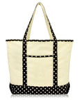 Cotton Canvas Tote Bag (Zippered Top)
