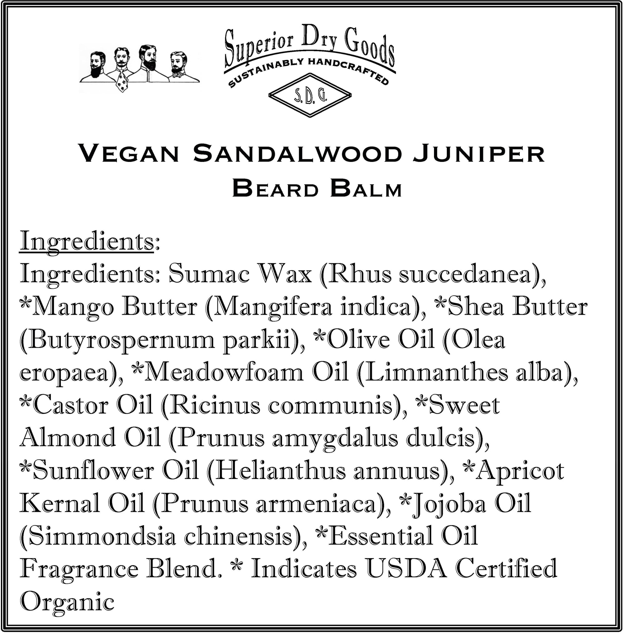 Superior Dry Goods - Vegan Sandalwood Juniper Beard Balm | All Natural