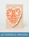 Egg Press Manufacturing - Love Birds Heart Letterpress Greeting Card by Phoebe Wahl
