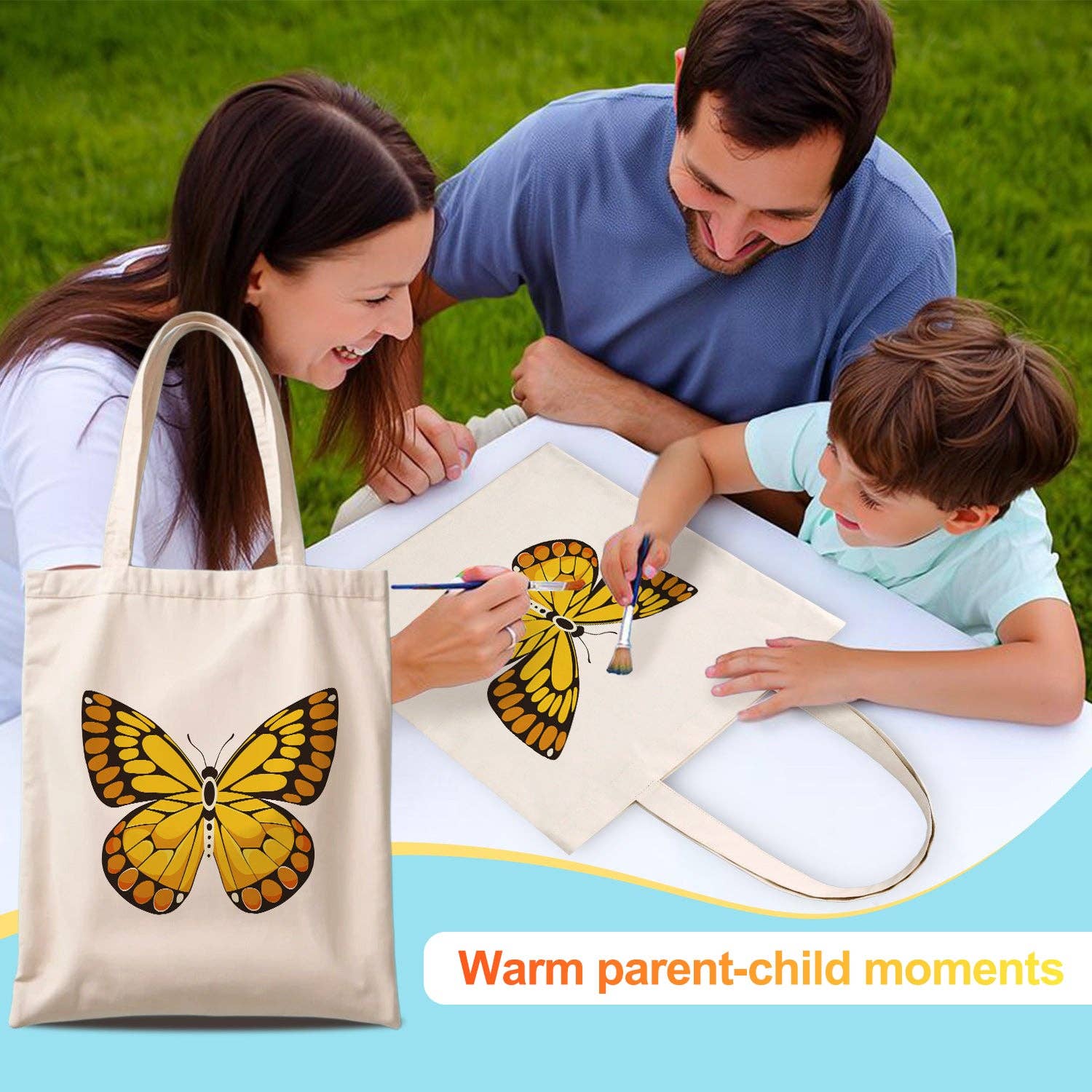 Paint Your Numbers - Golden Monarch Tote – Sunset Butterfly Edition Paint by Numbers Kit