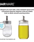 Jarware Glass Mason Jar and Oil Cruet Lid
