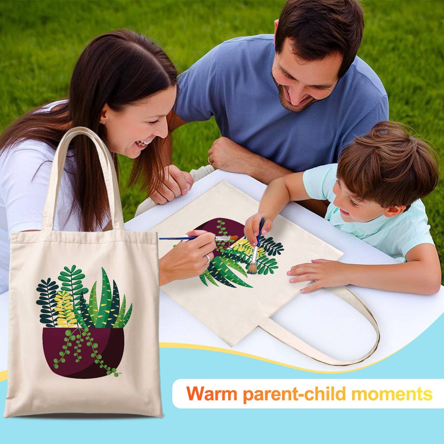 Paint Your Numbers - Succulent Garden Tote Paint by Numbers Kit