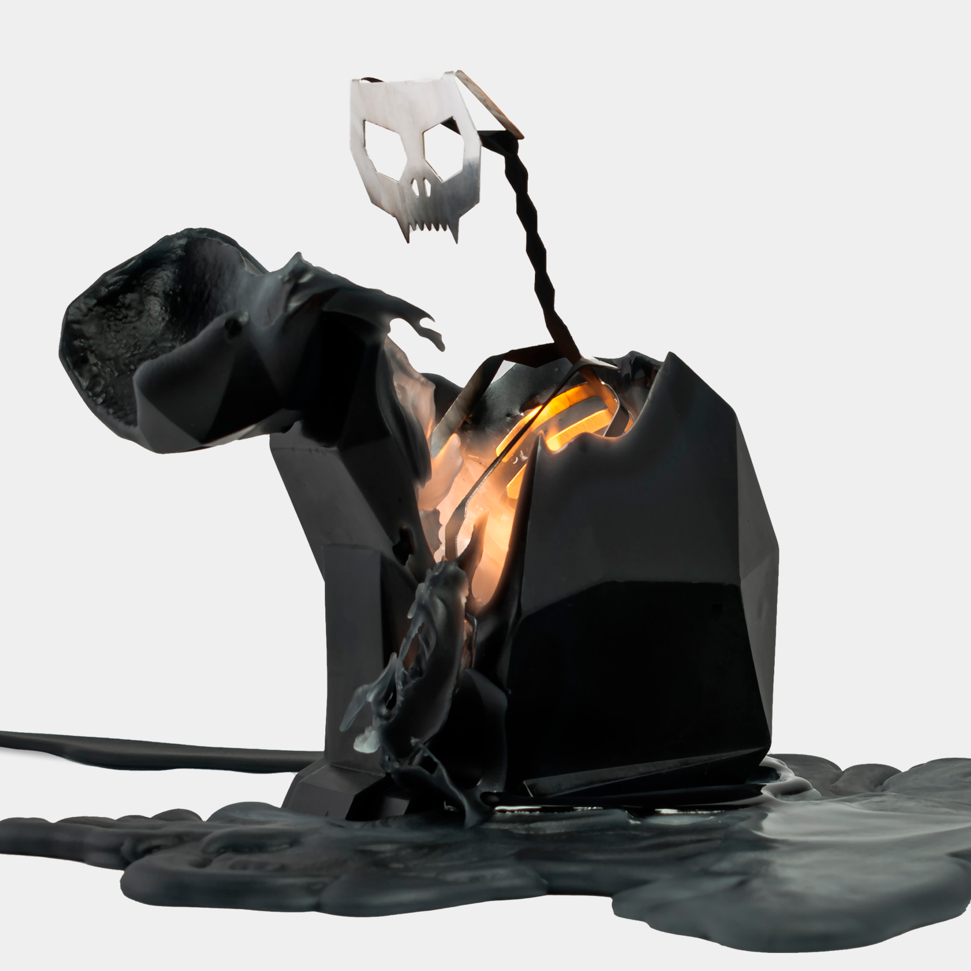 Pyropet Black Cat Candle with skeleton inside. Nordic Noir