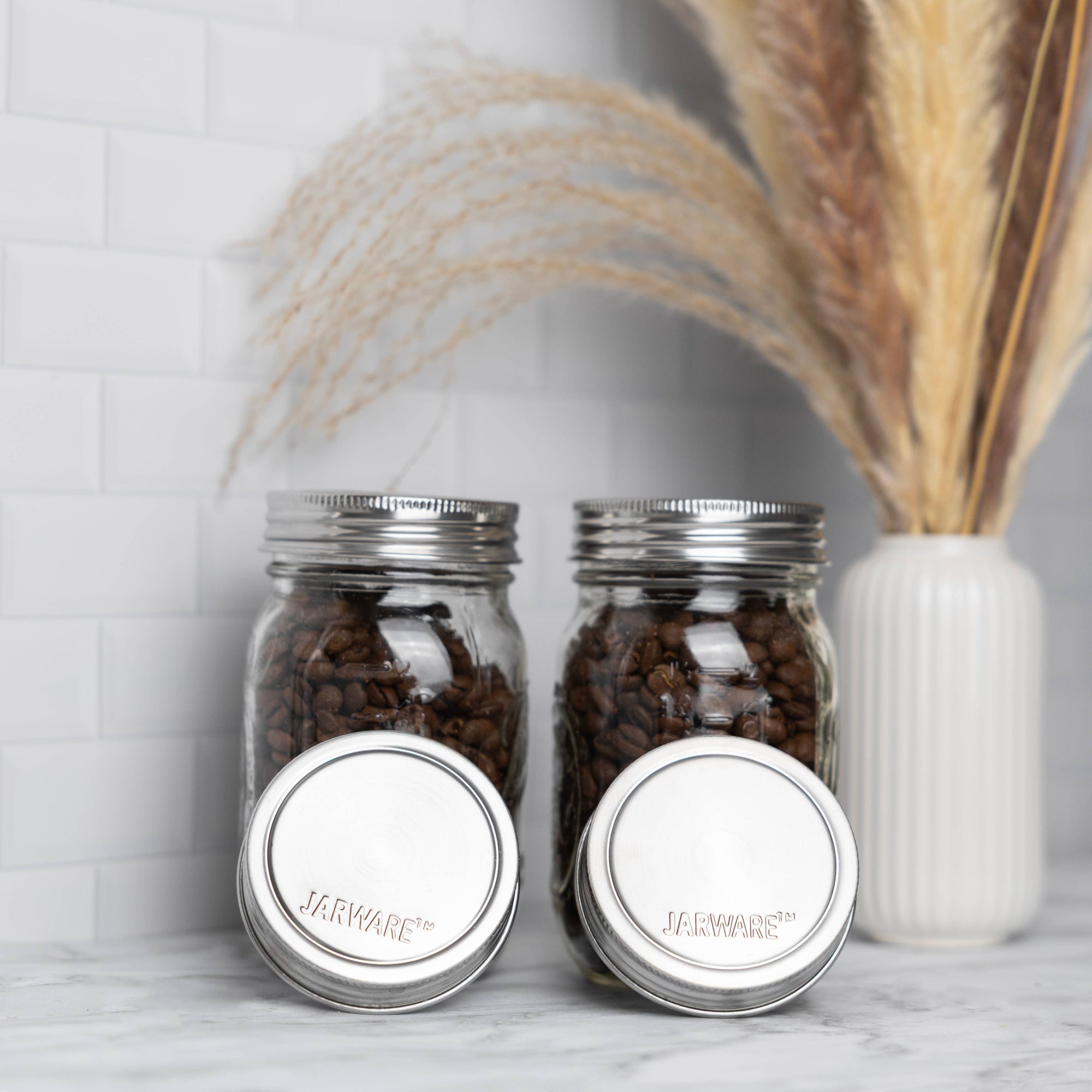 Jarware Stainless Steel Mason Jar Lids, Set of 8