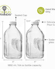 Fox Run Large Glass Milk Bottles, Set of 2 64oz/2 Quart