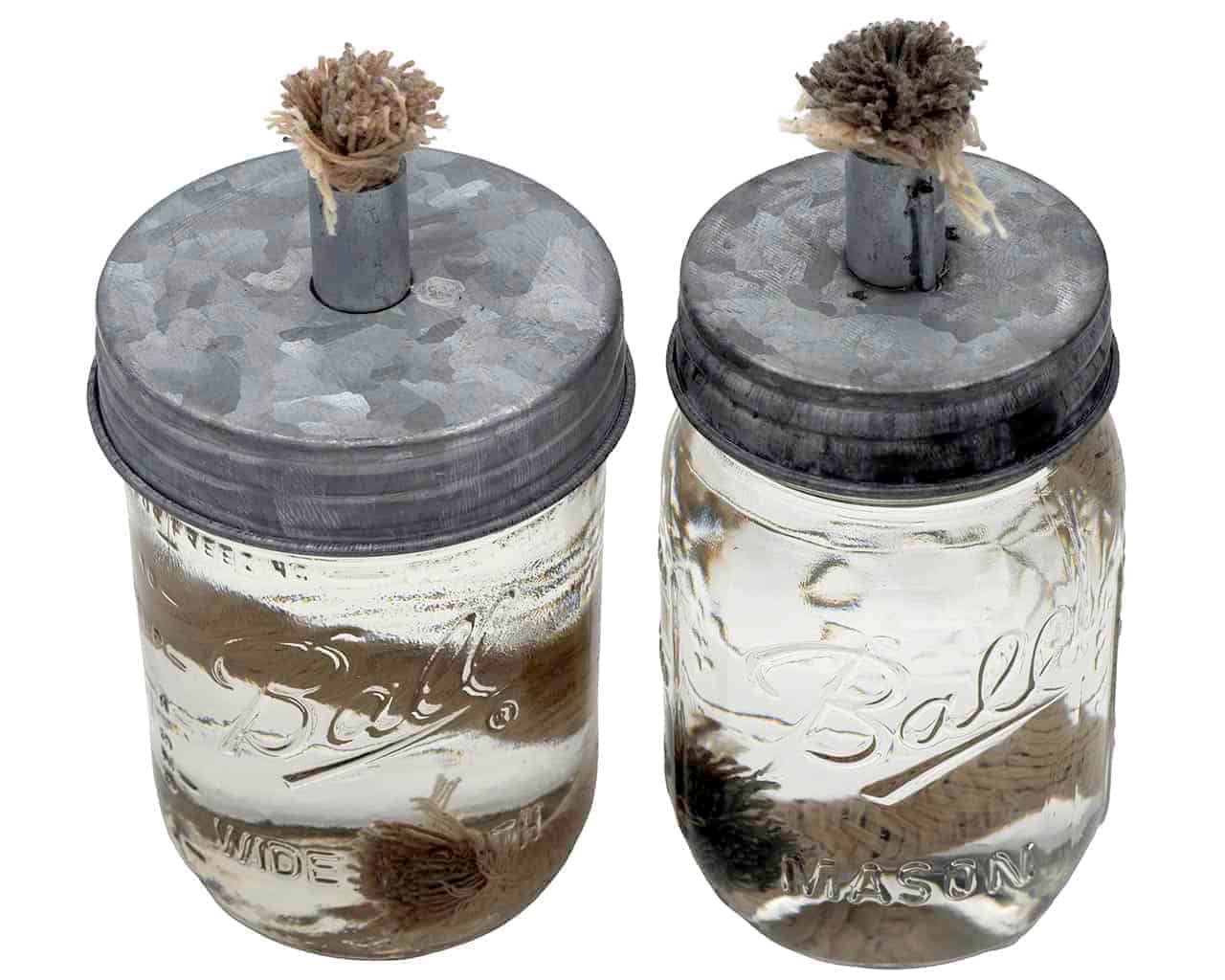Tiki Torch Oil Lamp Lid in Galvanized Metal for Mason Jars