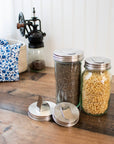 Mason Jar Lifestyle - Grain Dispenser Stainless Steel Lids for Mason Jars 2 Pack