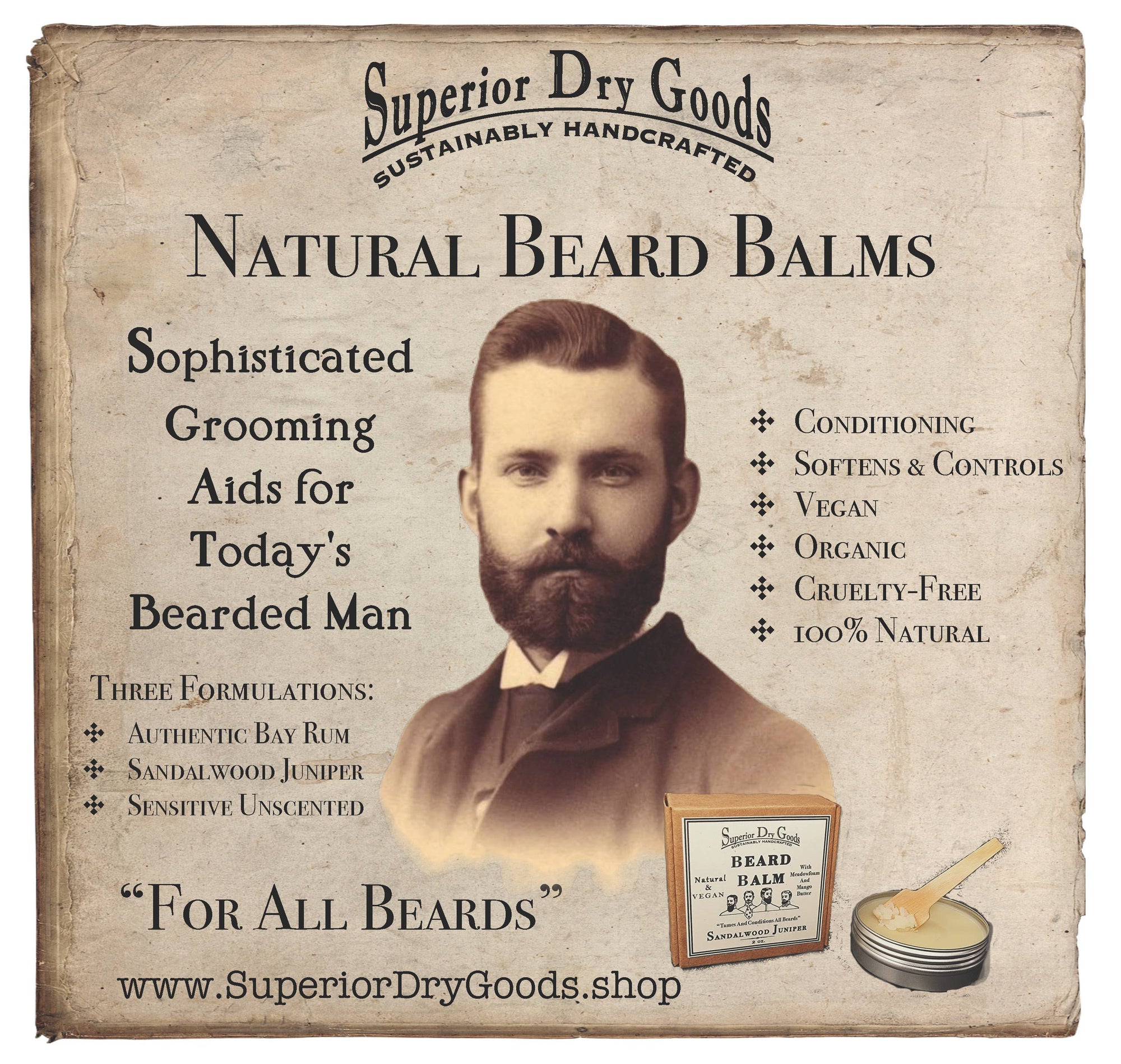 Deluxe Beard Gift Set | Handcrafted | Natural | Bay Rum - Superior Dry Goods -