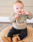 Silicone Bead & Wood Ring Pacifier Clip