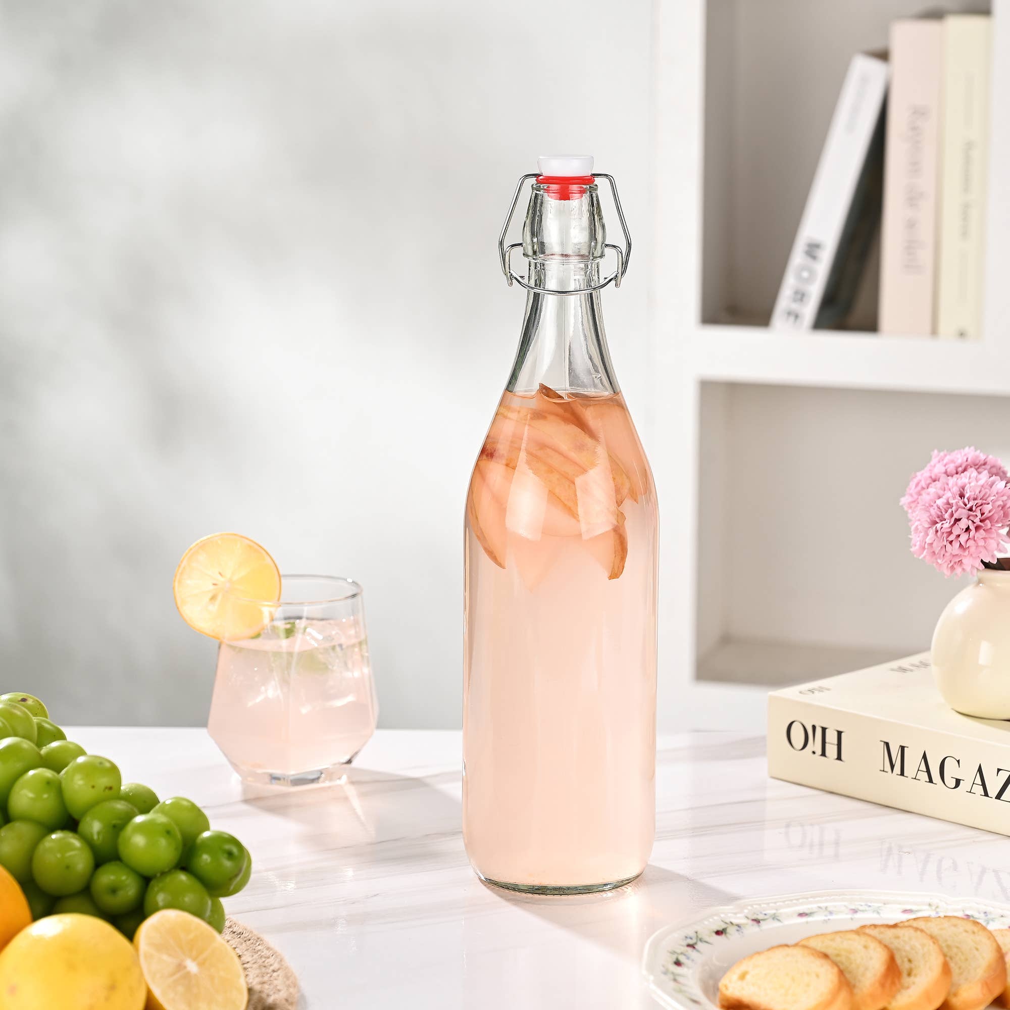 Fox Run Flip Top Glass Bottle, 1 Liter Air Tight Bottle
